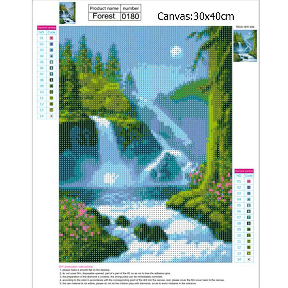 DIY Rainbow Waterfall 5D Diamond Painting Embroider Full Drill Cross Stitch @