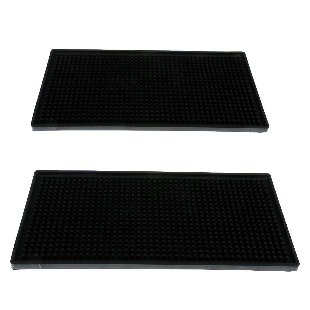 2Pcs Rubber Bar Service Mat Waterproof Bar Mat Cocktail Cup Coaster Home Kitchen
