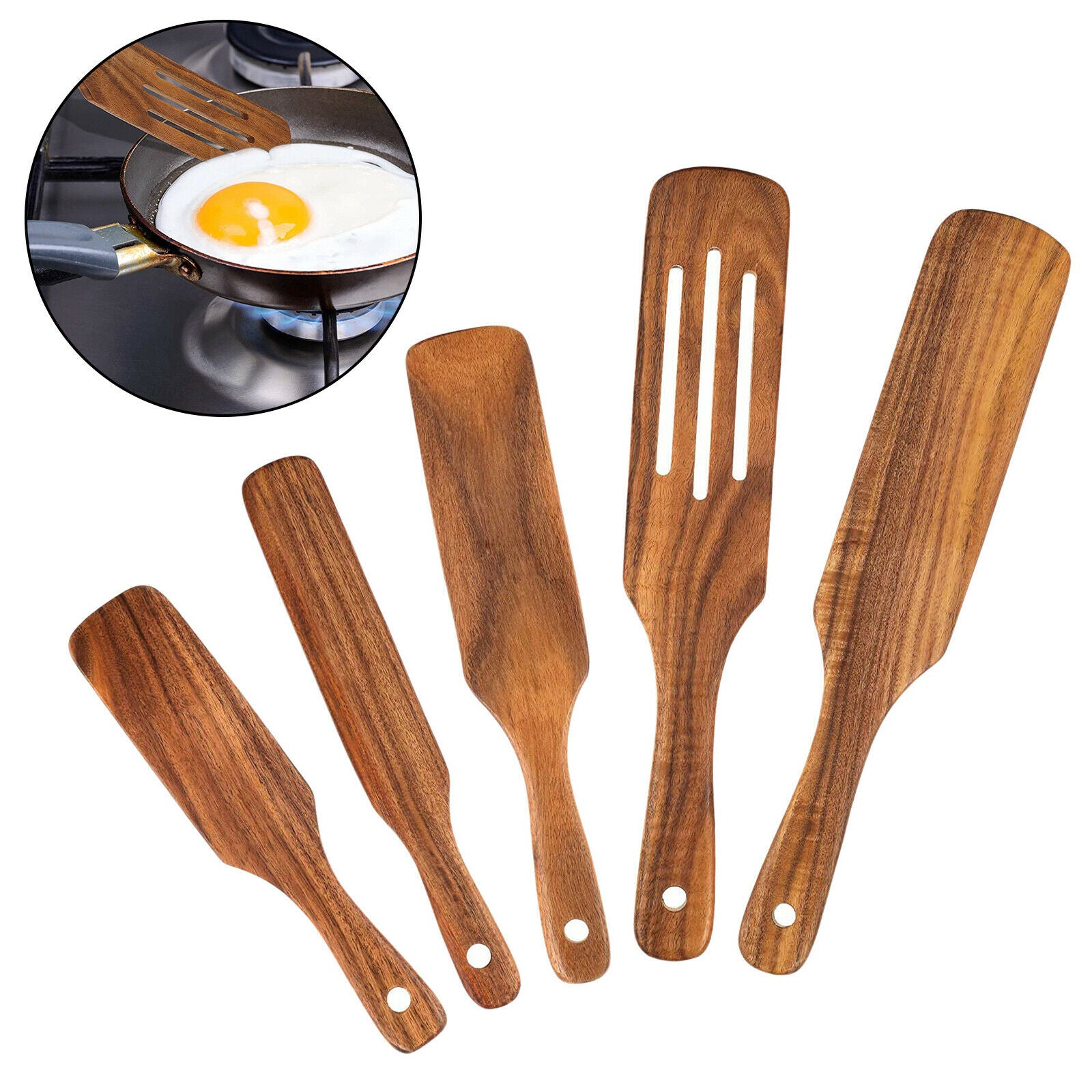 5x Slotted Heat Resistant Spatulas Spoons Set Utensils Kitchen Cooking