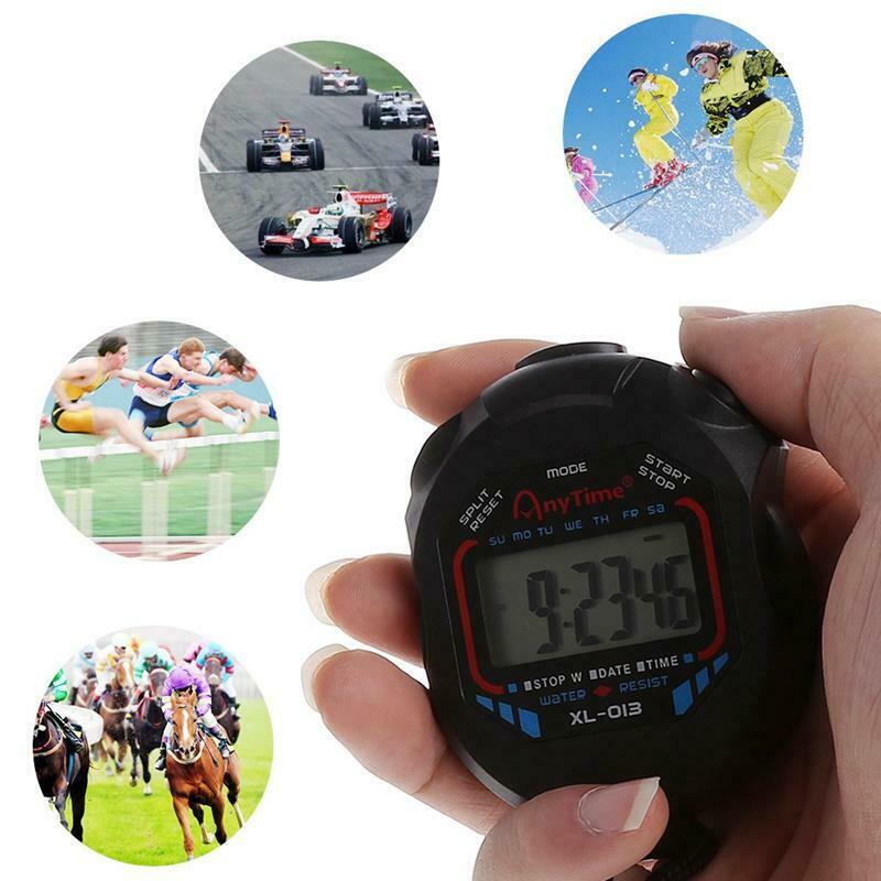 Classic Digital Handheld LCD Chronograph Sports Stopwatch Timer w/string