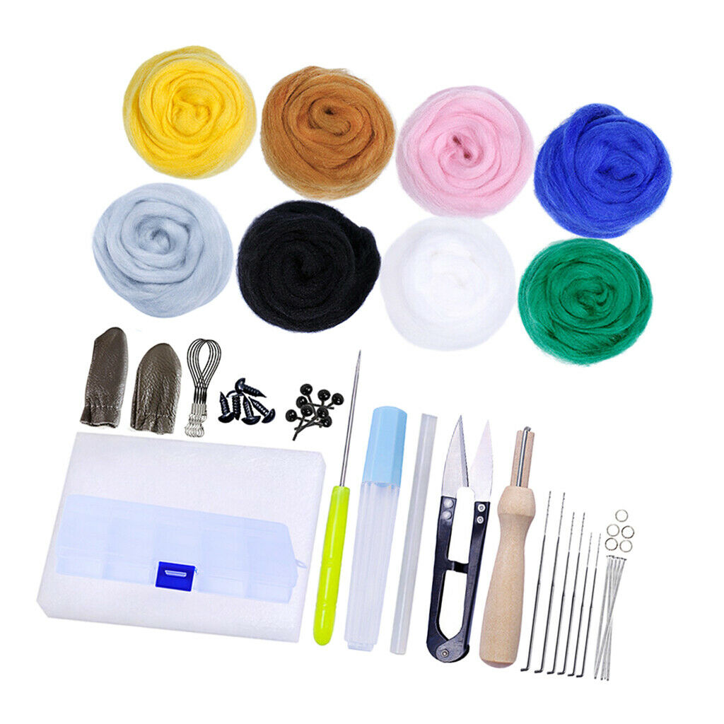 Wool Felt DIY Tools Kit,Needle Felting, Felt Starter Kit with Pad, Wool Felt