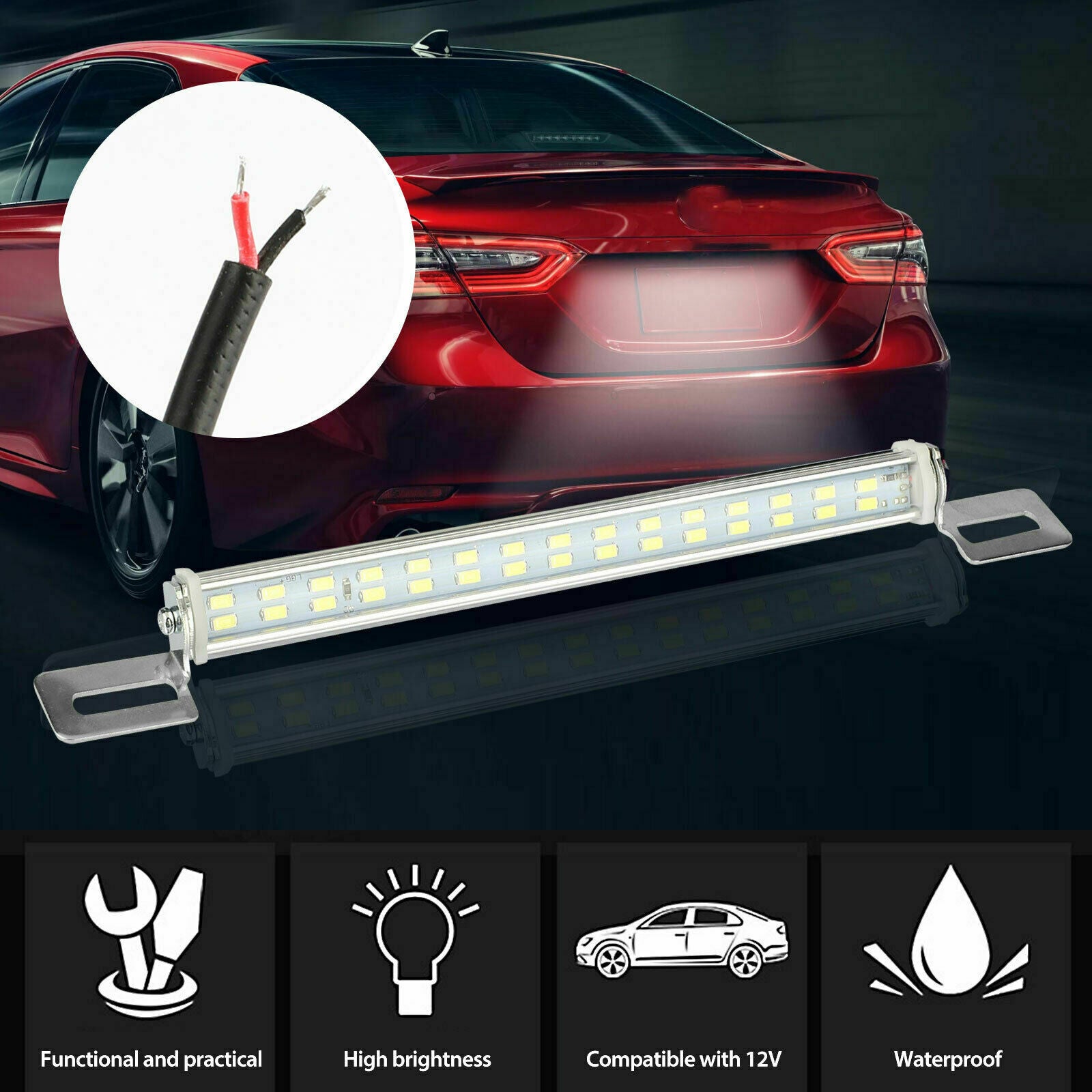 Super White 6000K 30-LED License Plate Back Up Light Car SUV Truck RV Universal
