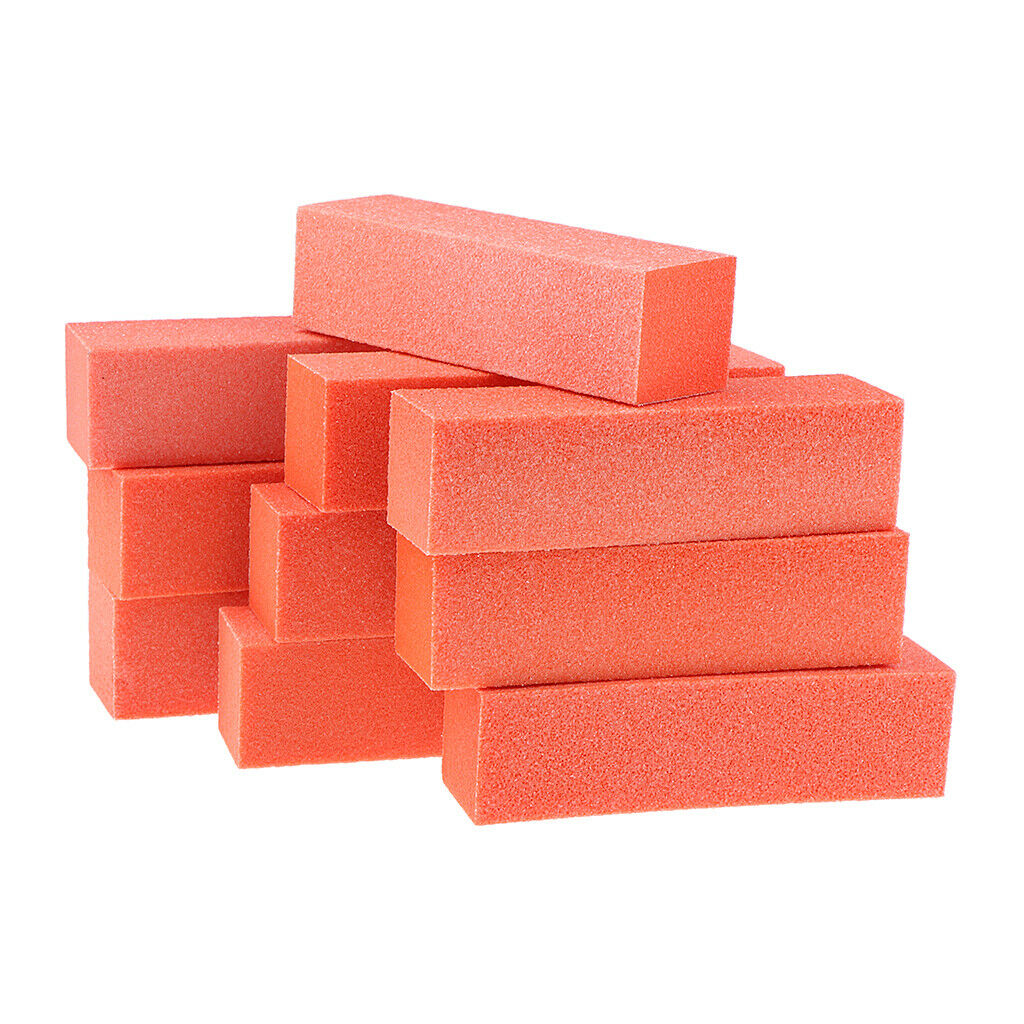 10Pcs Nail Art Buffer Files Block Manicure Buffing Sanding Polish Orange Red