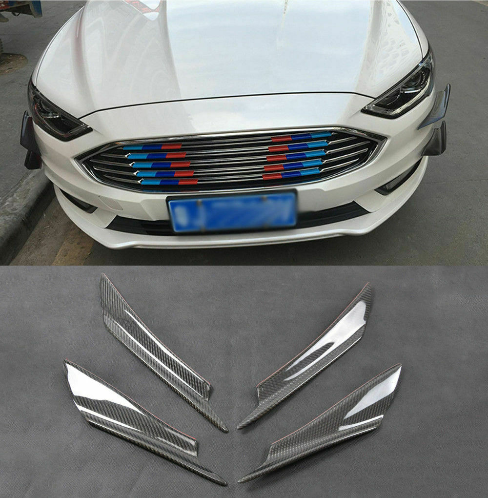 4x Carbon Fiber Front Bumper Fins Canards Splitters For Mitsubishi Lancer