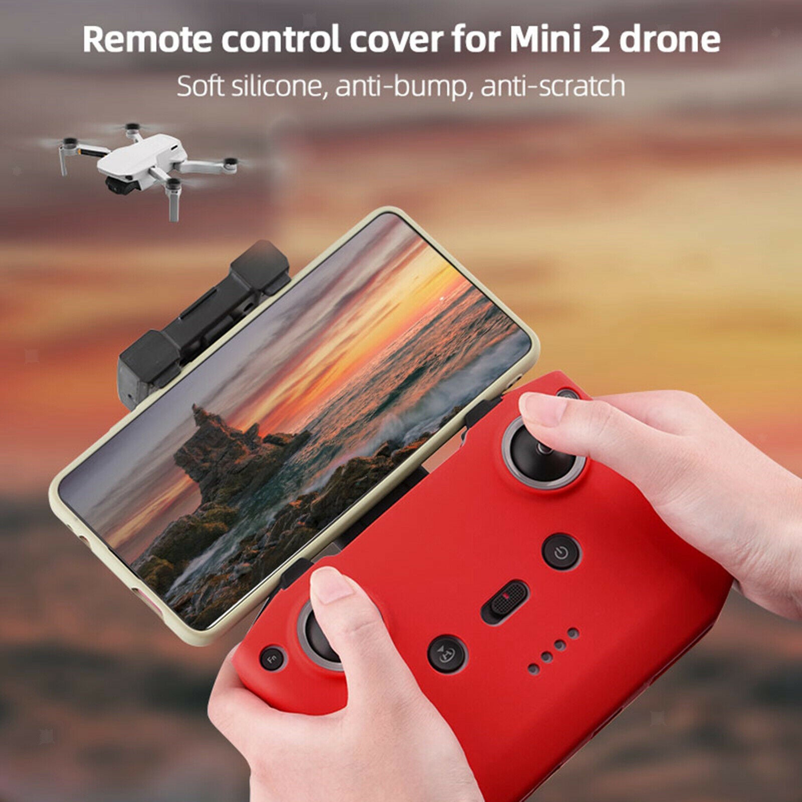 Silicone Cover Skin For DJI Mavic Air 2 Mini 2 Remote Control Drone Red
