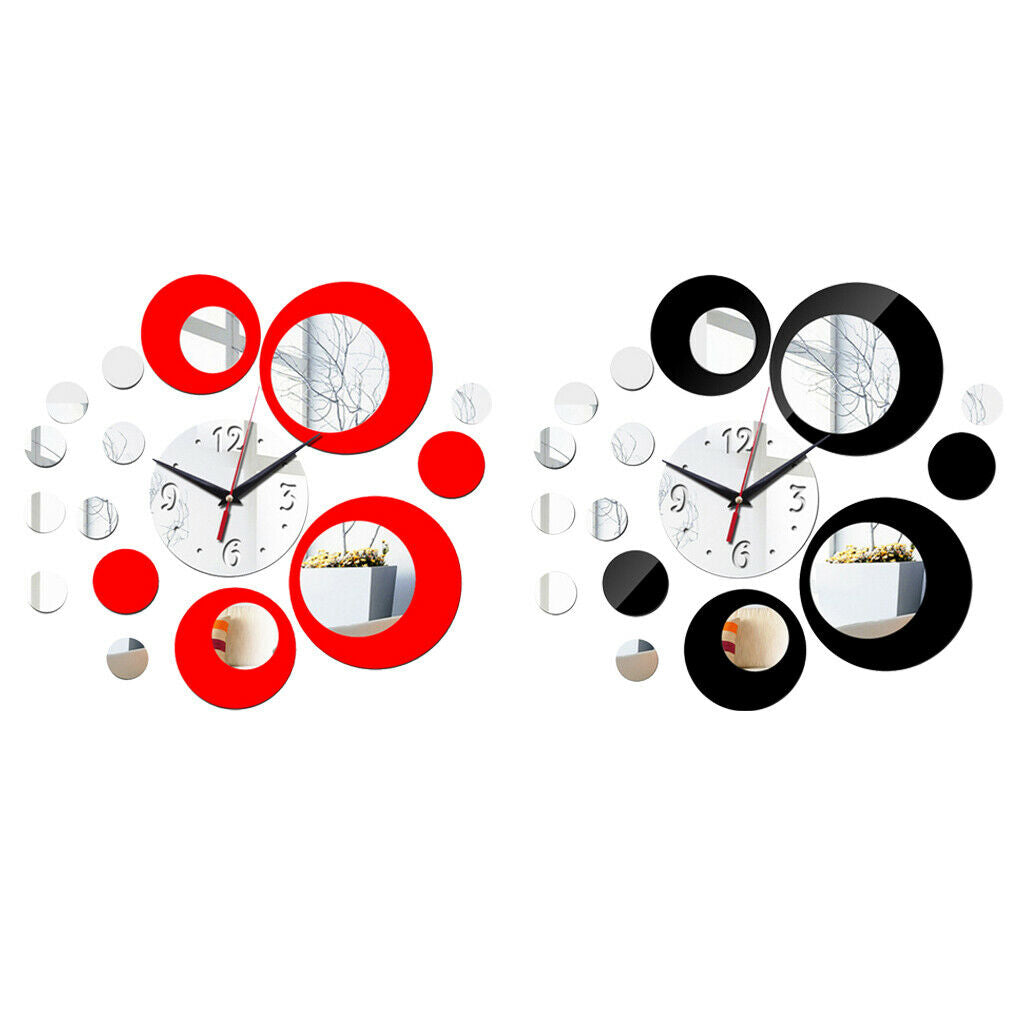 DIY Quartz Wall Clock Acrylic Mirror Clocks Living Room Decor Black