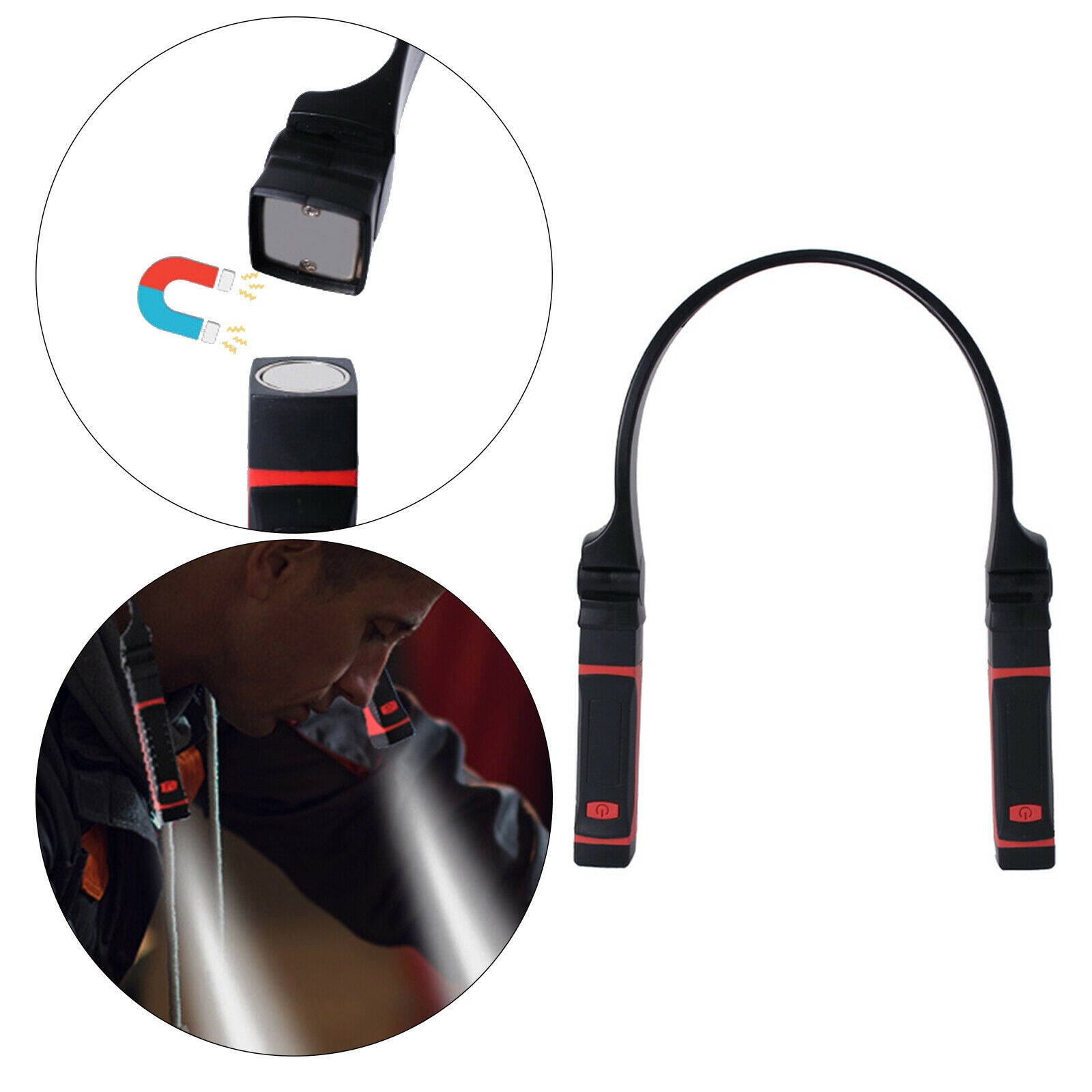 LED Neck Reading Light 2 Levels for Reading Crocheting Black Battery Powered