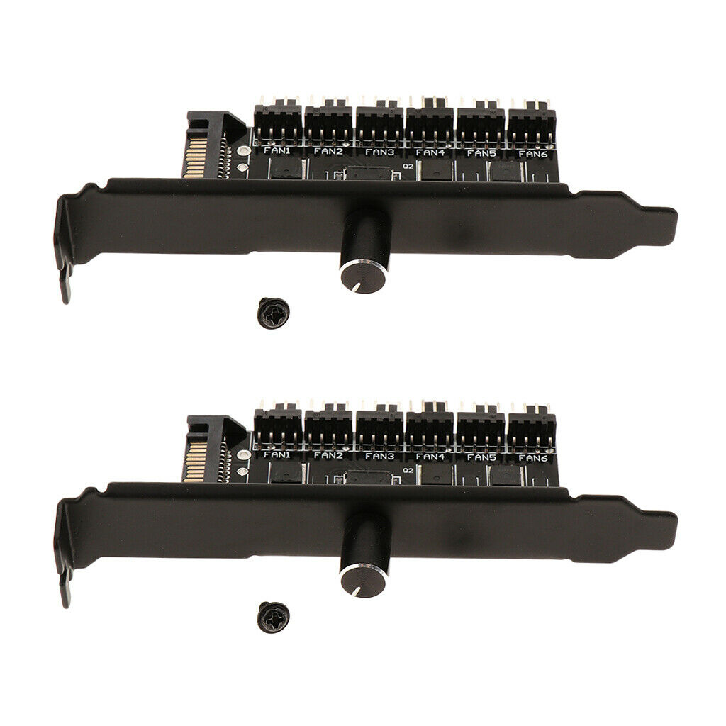 2x SATA Power PCI PWM 6 Way Hub PC Cooler Cooling Fan Speed Controller