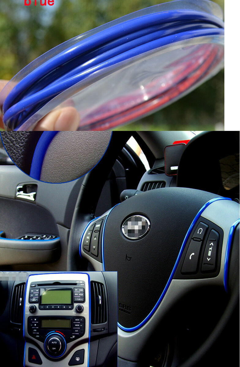 BLUE 5M FLEXIBLE TRIM FOR CAR INTERIOR EXTERIOR MOULDING STRIP DECORATIVE LINE