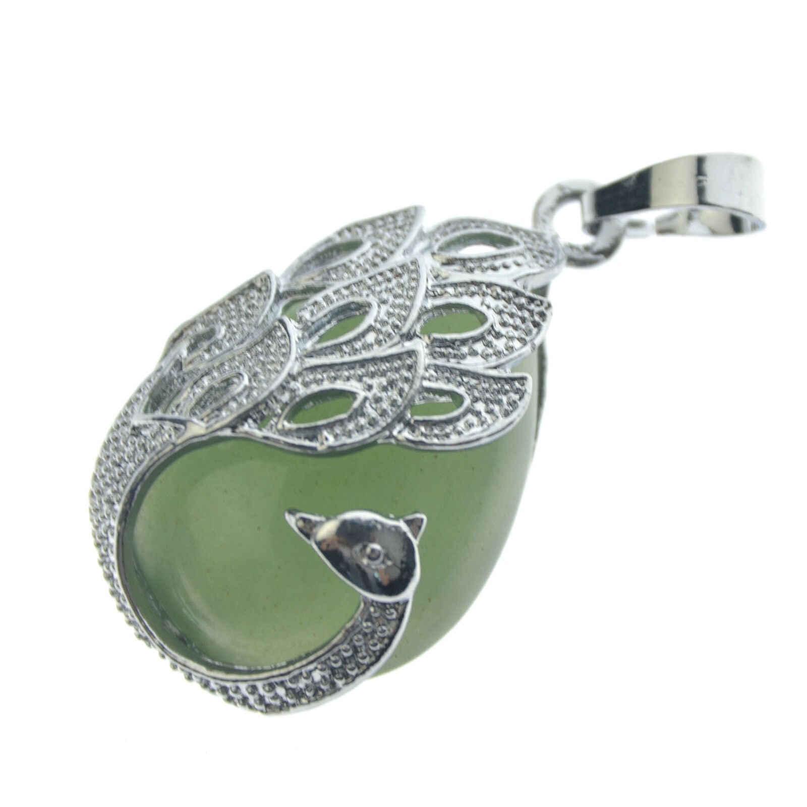 Aventurine stone bead Energy Reiki Healing Amulet Peacock Pendant