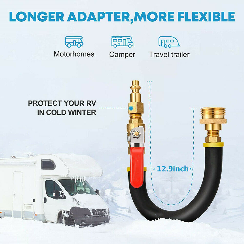 Sprinkler Blowout Adapter with Shut Off Valve 12.9 Inch Air Compressor Kits