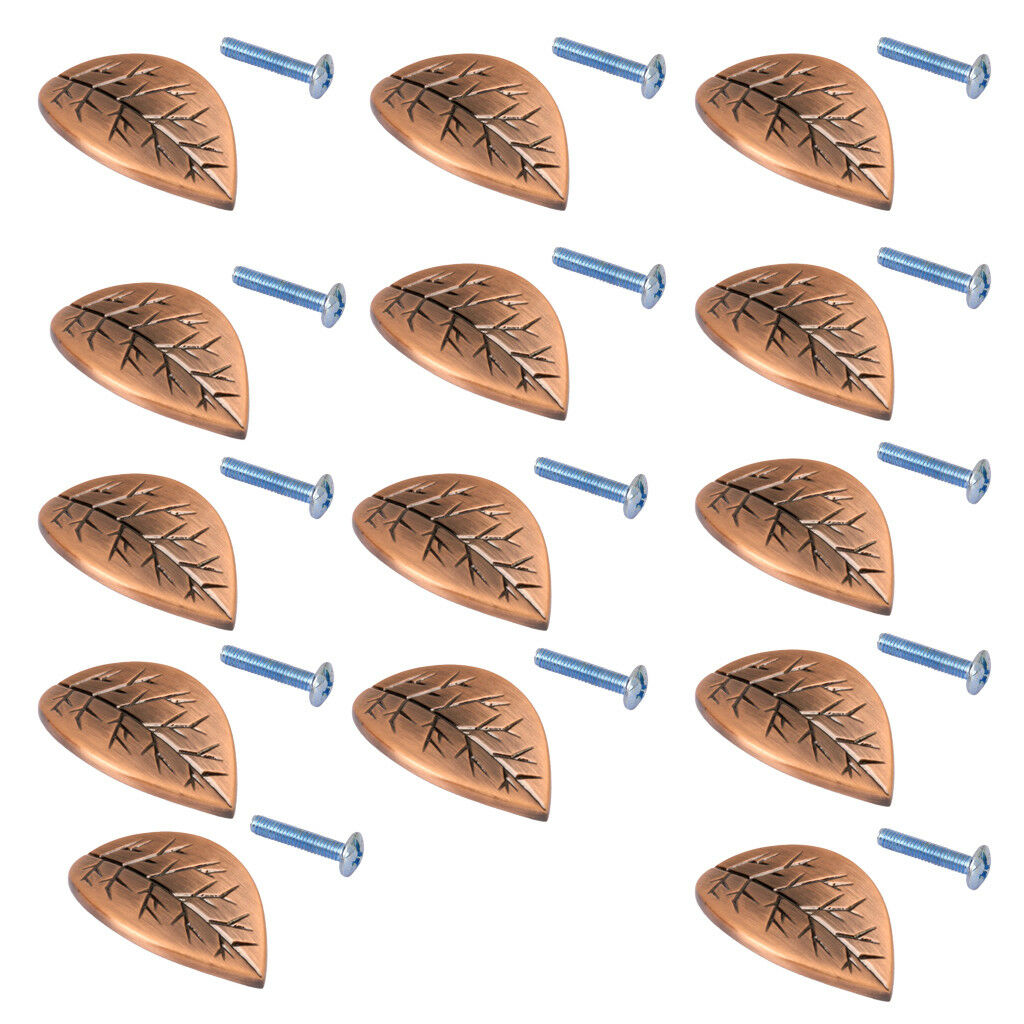 Pack 14 Leaf Design Door Drawer Cabinet Pull Handle Knob Furniture Hardware