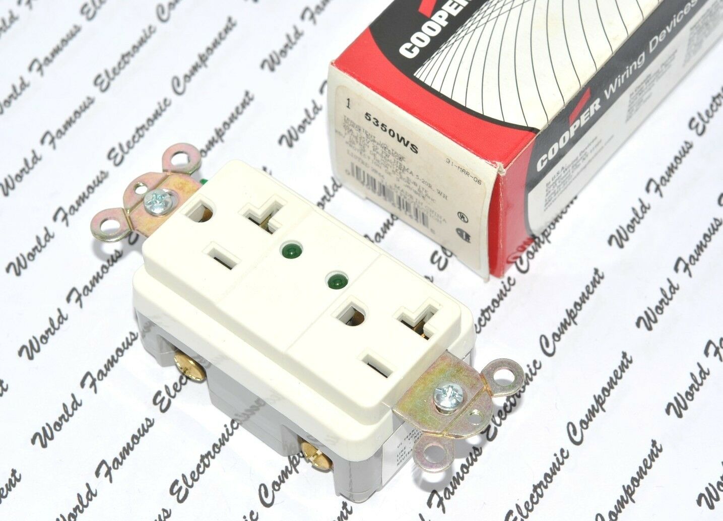 1pcs-COOPER 5350WS TVSS with LED Indicators Receptacle 20A-125V NEMA 5-20