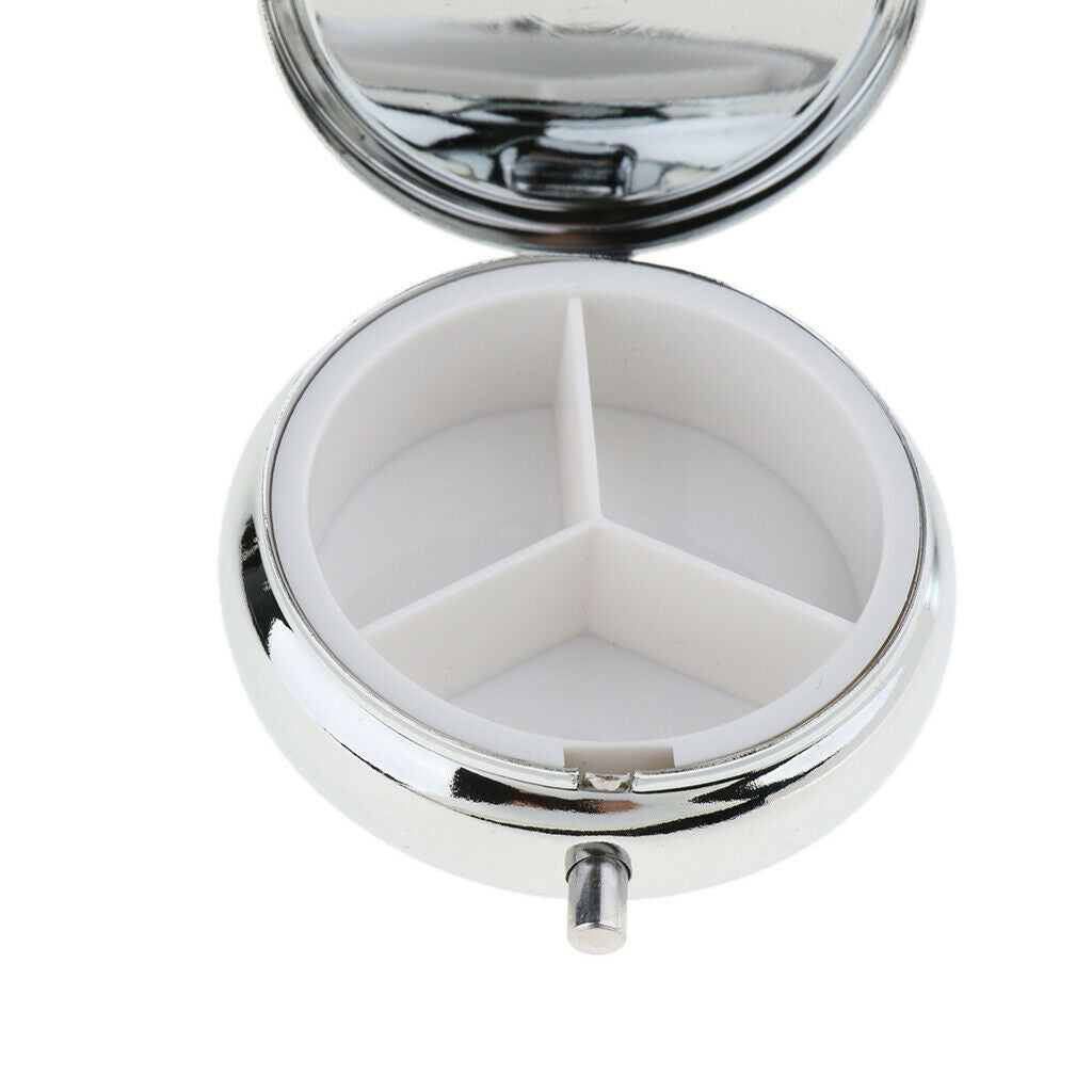2 Compact Metal Pill Box Holder Travel Medicine Case Container for 3 Slots