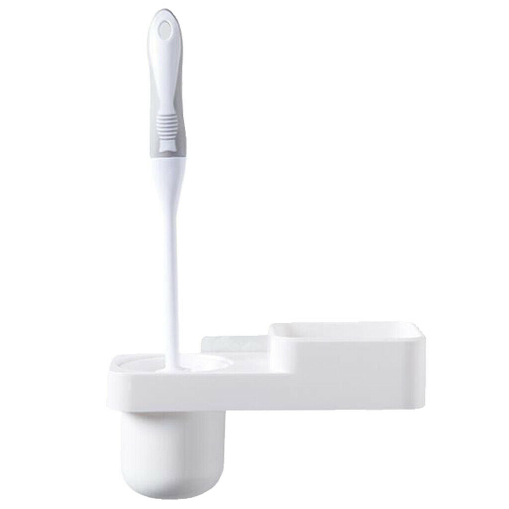 Wall Mounted Toilet WC Washroom Brush Set with Holder Cleaning Tool White
