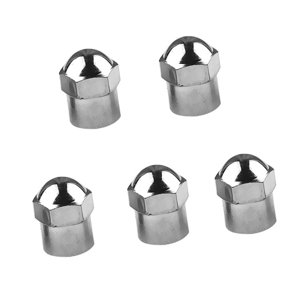 5 Pieces Chrome Plated Plastic Hex Tire Valve Stem Protection Caps TPMS