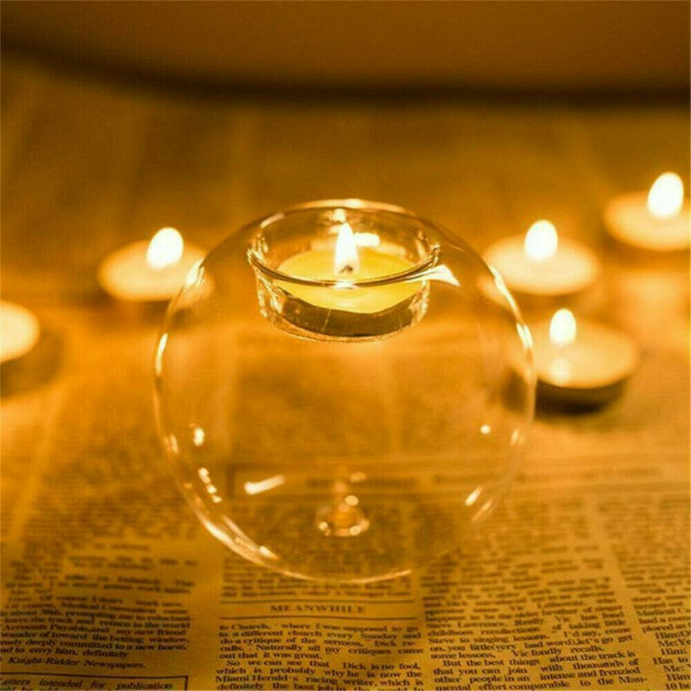 Glass Bauble Candle Holder Ball Shape Tea Light Candlestick Wedding Decor UK