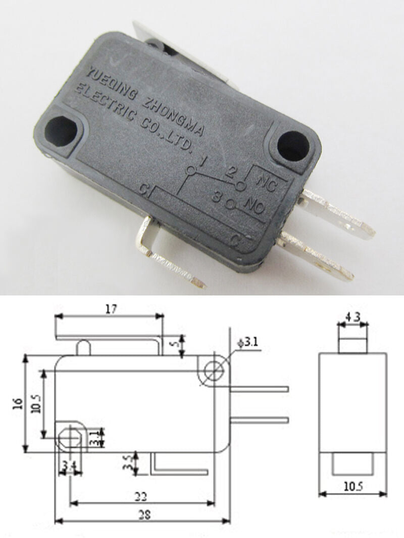 100pcs Micro Normally Open/Close Switch 15A 250V 28x16mm