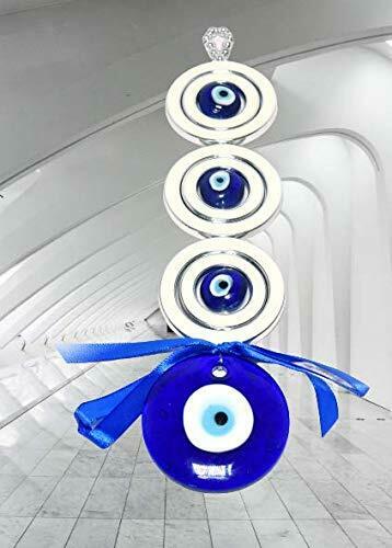 BLUE EVIL EYE FOR CAR AND DECOR/FOR NAZAR PATTU/LONG LASTING CHAIN/SIZE;25x6CM