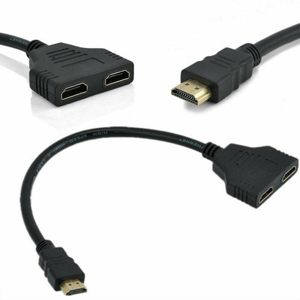 1080P HD One Input to Two Output Adapter Cable HDMI-Compatible Splitter Switch