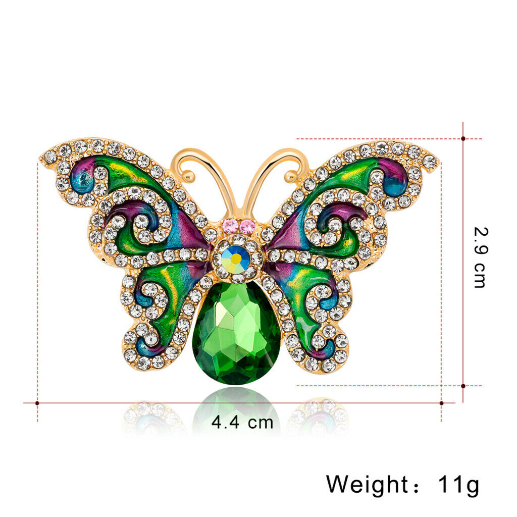 Fancy Rhinestone Butterfly Collar Pin Brooch Jewelry Dress Hat Badge