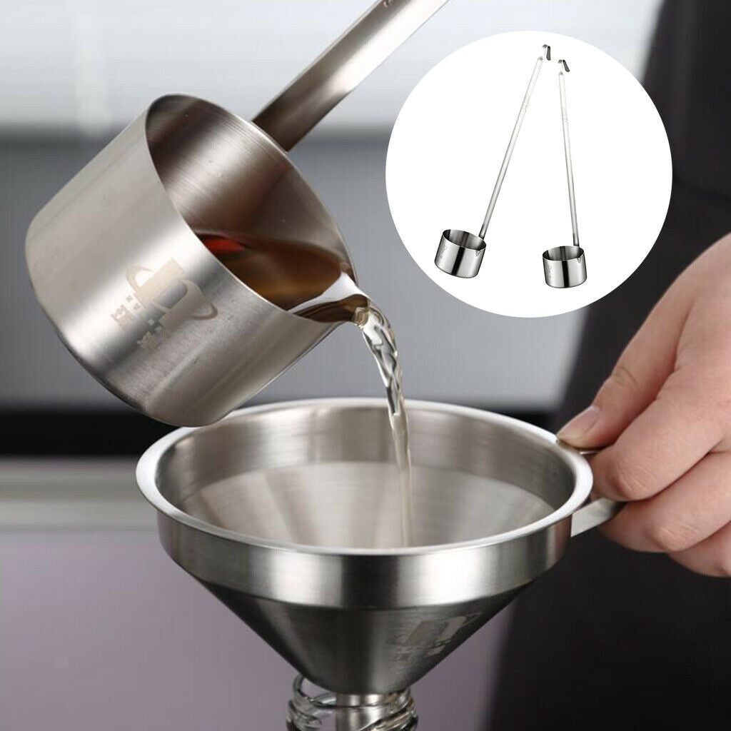 2pcs Stainless Steel Wine Dipper Pouring Spoon Hanging Hook Kitchen Tools