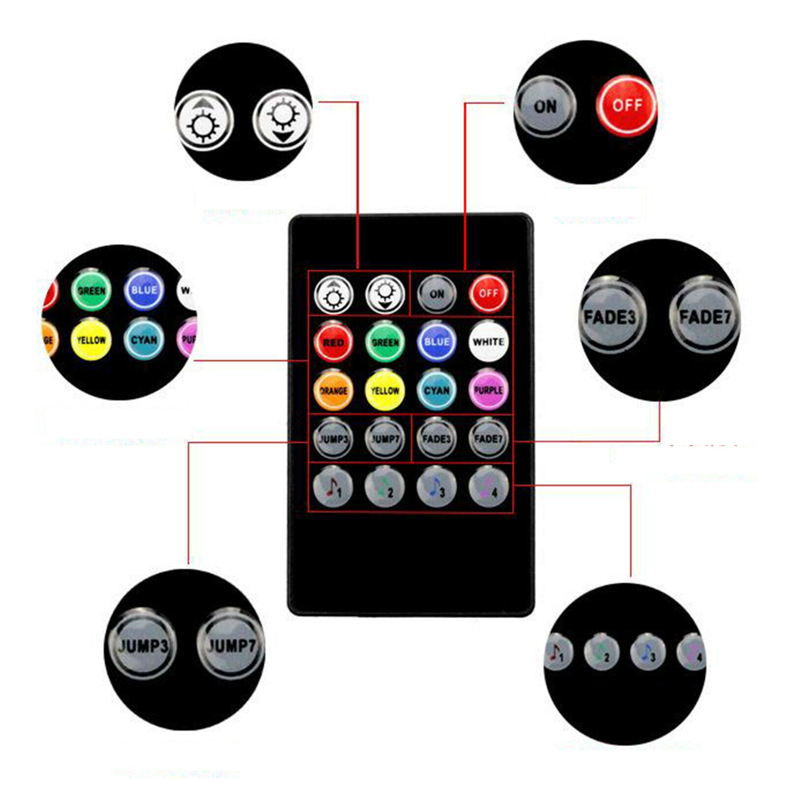 LED Car Light Lamp with Wireless Remote Music Control Automotive Interior