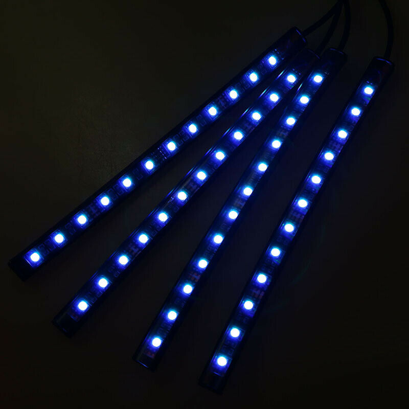 12 LED Car RGB Interior Footwell Neon Decorative Atmosphere Light Strip