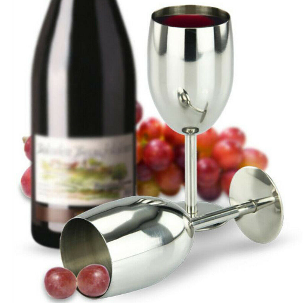 Stainless Steel Wine Glasses, 2 Pack Double Wall Insulated, Metal Wine Glass for