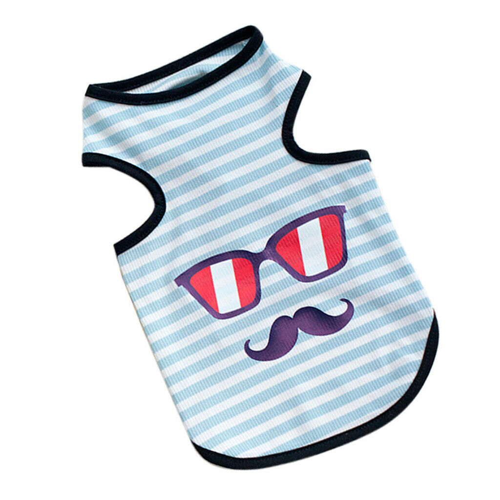 Sunglasses Print Pet Puppy Dog Cat Pet Clothes Dress Vest T Shirt Blue S