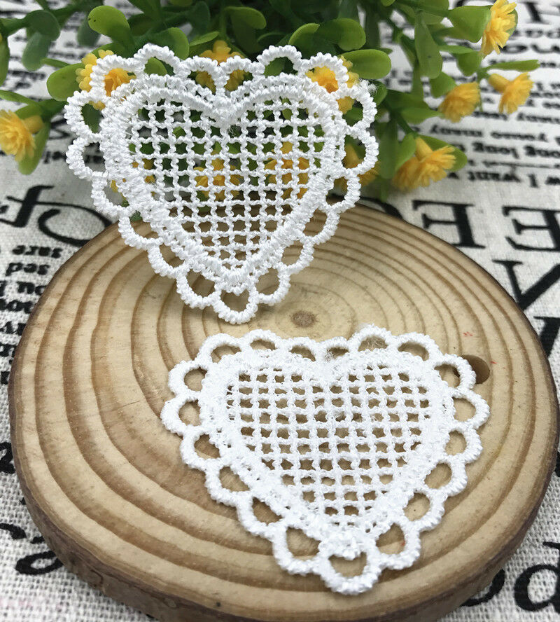 20pcs Cotton grid Heart-shaped DIY handmade clothing accessories decoration