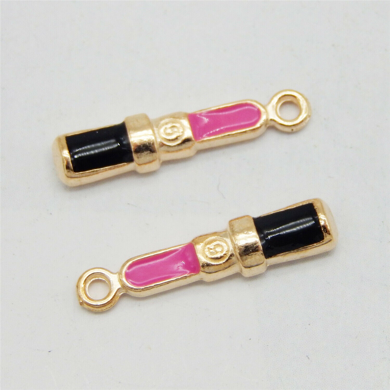 30PCS 19x4mm Mixed Colors Alloy Enamel Rose Lipstick Charms Pendant DIY Findings