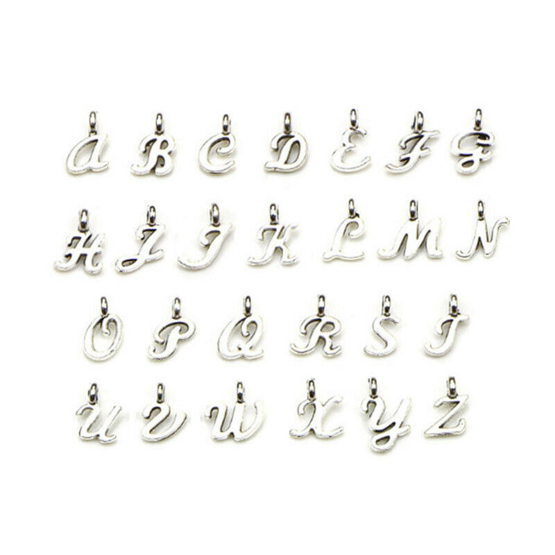 26Pc Charm Initial Letter A-Z Alphabet Pendant Fit DIY Bracelet Necklace Jewelry