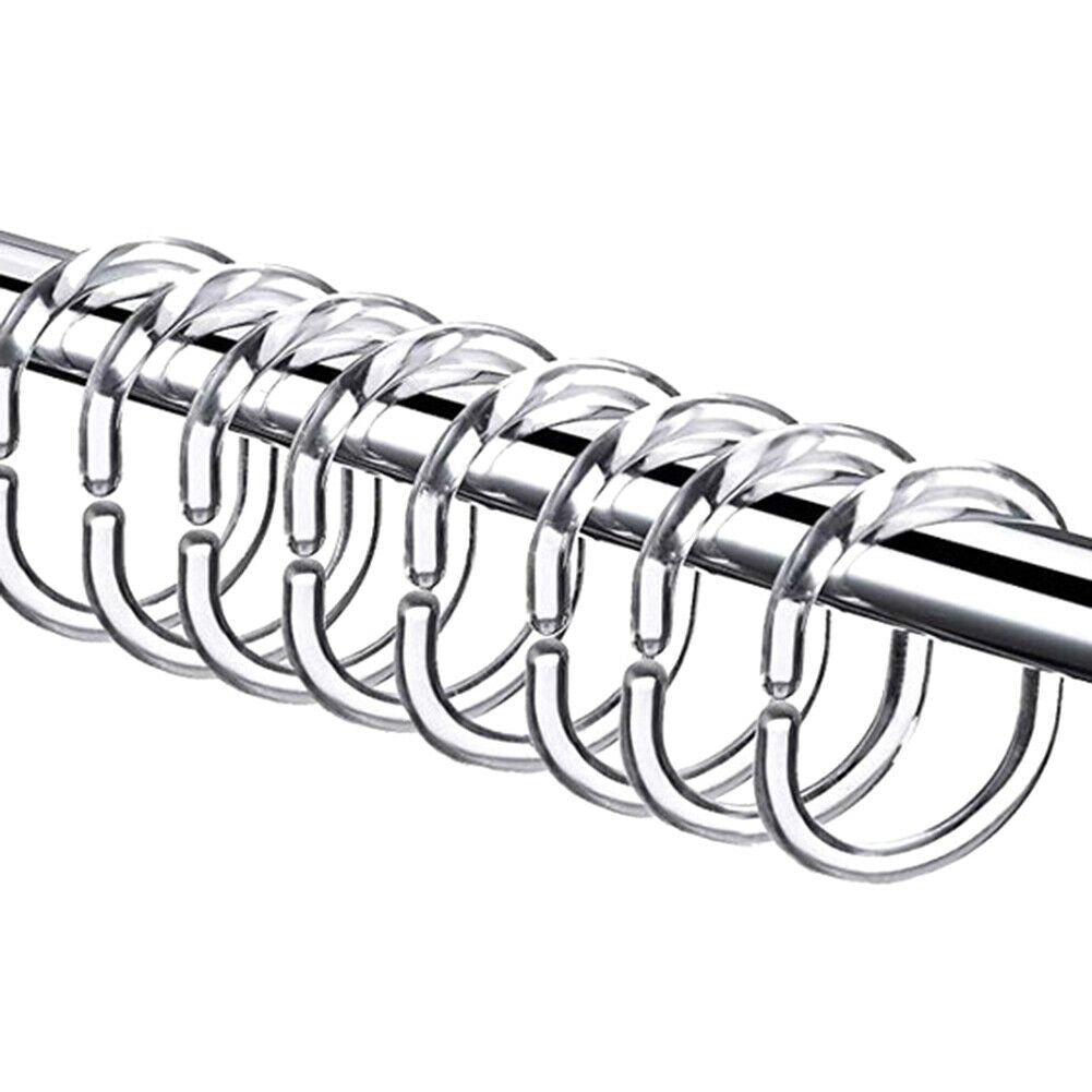 12Pcs Plastic Shower Curtain Hook Hanger Rings Bath Drape Loop Clasp Home HN US