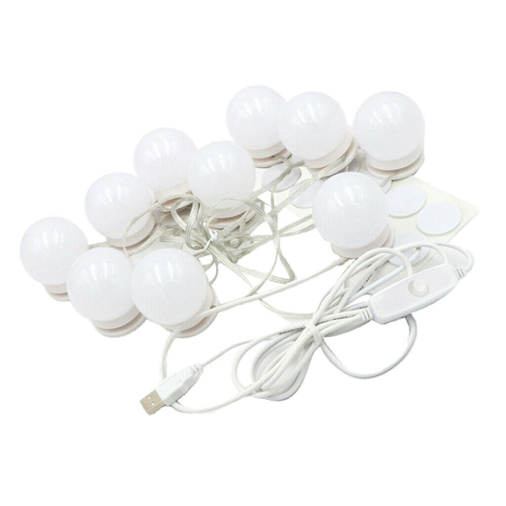 Vanity Lights Dimmable Dressing Mirror Lighting Bulbs Lamp USB Adapter White