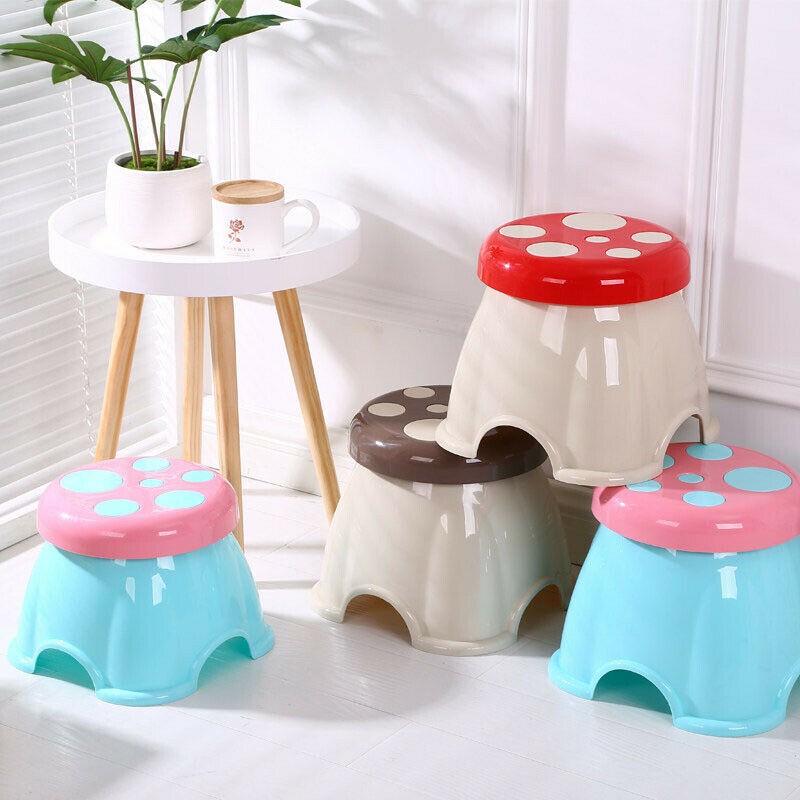2x Pink Plastic Kids Stackable Footstool Baby Small Chair for Bathroom