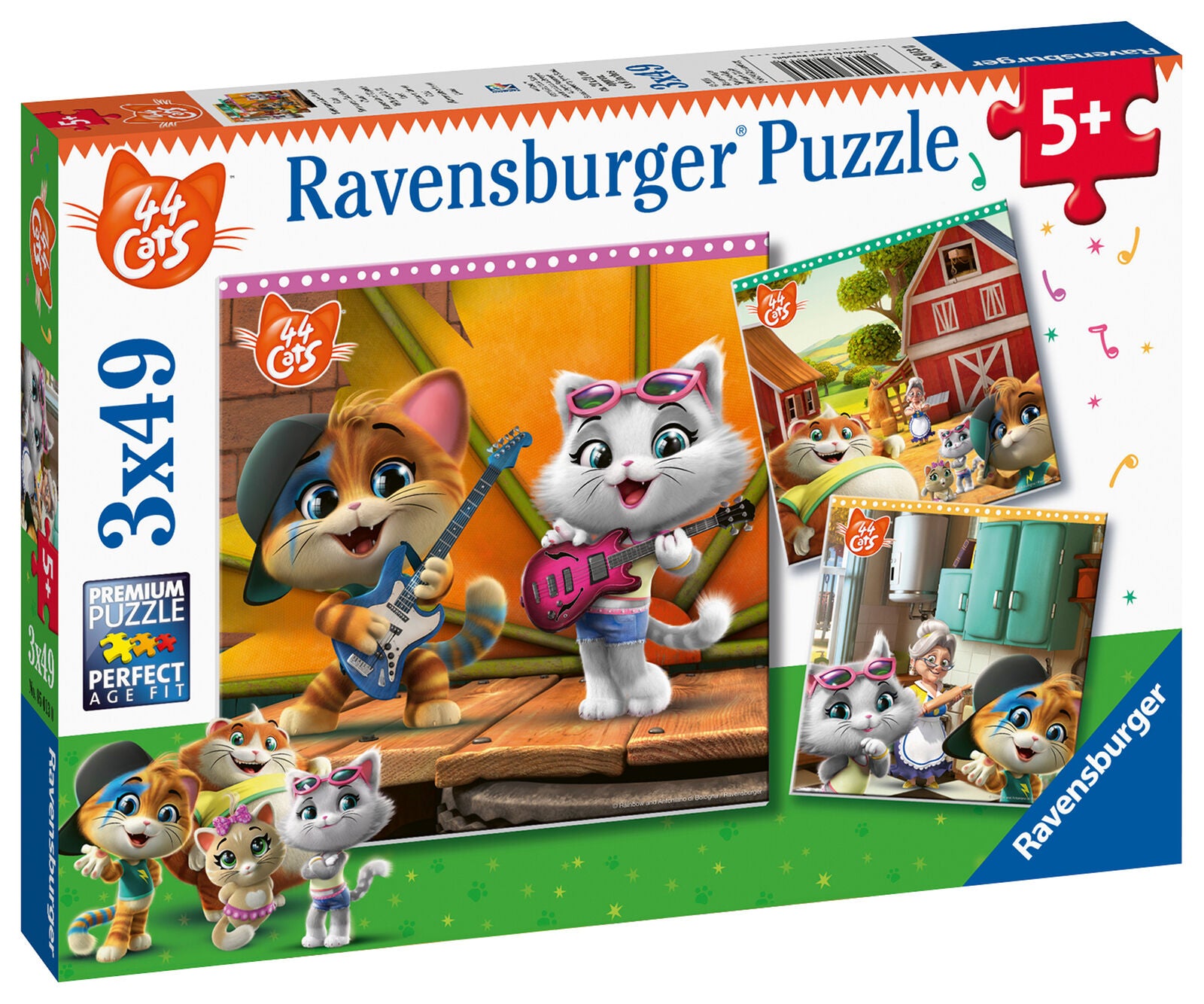 05013 Ravensburger 44 Cats 3x 49pc Jigsaw Puzzles Children Kids Age 5 Years+