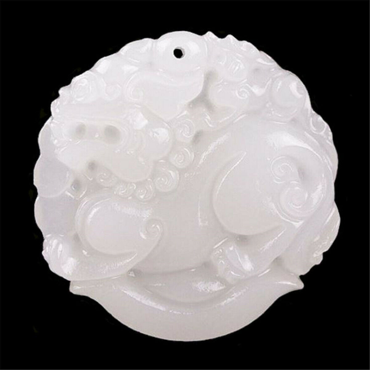 White Afghan Jade Natural Hand-carved Brave Troops Pi Xiu Pendant Lucky Amulet