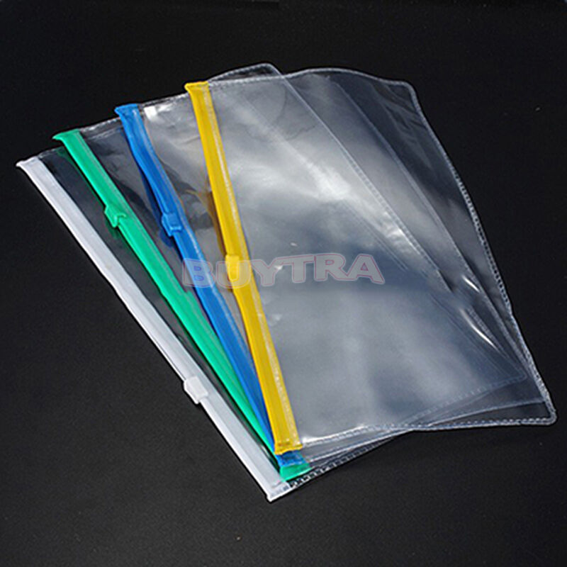 3Pcs A6 Paper File Folder Book Pencil Pen Case Bag Pouch Plastic Clear.l8