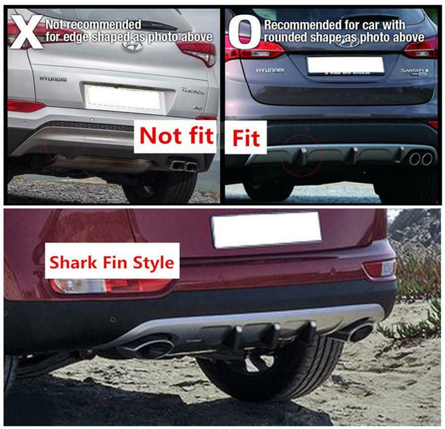 4Pcs Car SUV Rear Bumper Spoiler 4 Shark Fin Protector Cover Carbon Fiber Style