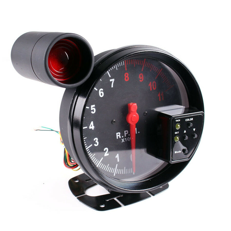5"7Color Backlight Stepper Motor Car RPM 11000K Tachometer Gauge LED Shift Light