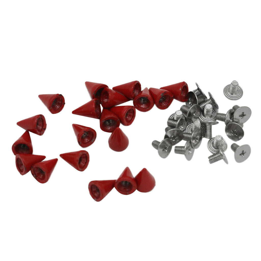 20Set Red Metal Studs Rivet Bullet Spike Cone Screw for DIY Leather Craft 7x10mm