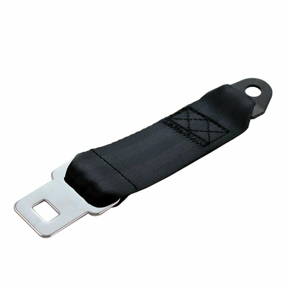 1X Black 2 Point Harness Retractable Safety Seat Belt Lap Strap Black Auto Truck