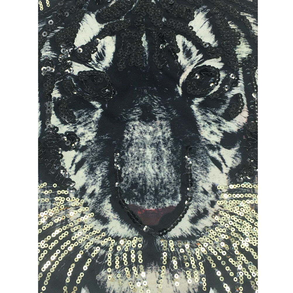 tiger large size tiger sequins embroidery iron/sew on patch applique badge A.DD
