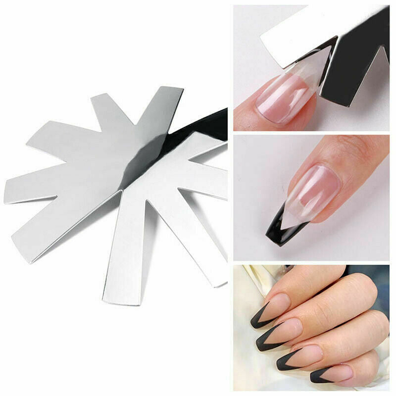 9 Sizes French Cut V-Shape Tips Manicure Edge Trimmer Shaped Line Tools Nail_ FG