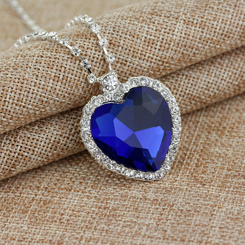 new Crystal   Pendant Necklace Titanic Heart Of The Ocean Necklace Women