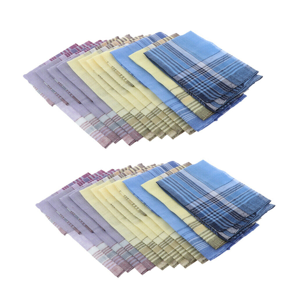Cotton Plaid Men Handkerchief Rectangle Decorative Hanky 36*35cm Lot