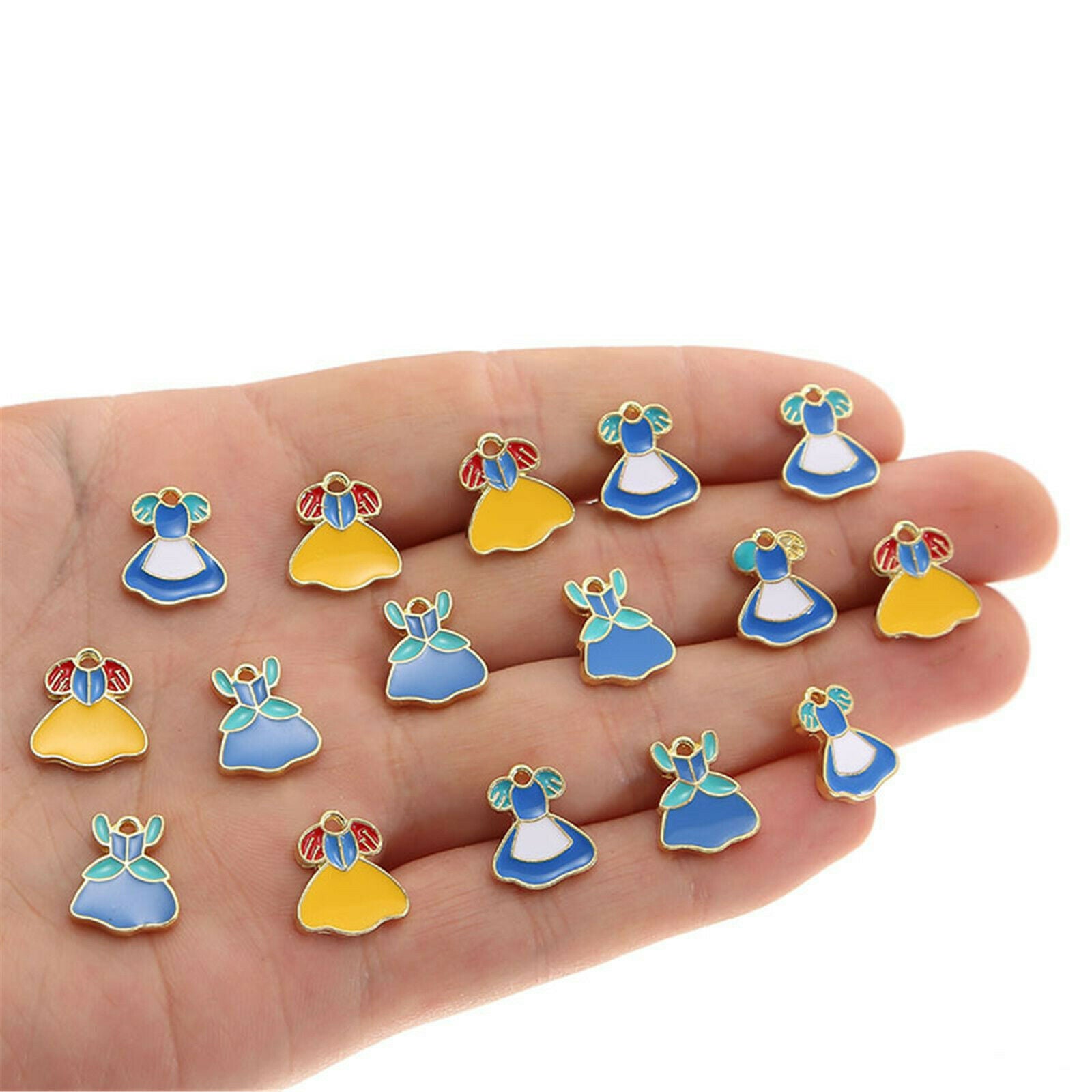 10PCS Alloy Multicolor Enamel Princess Dress Charms Pendant DIY Findings Crafts