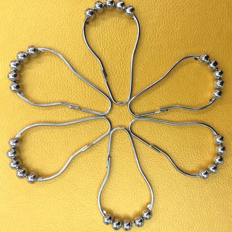 12Pcs/Set Stainless Steel Roller Ball Bath Shower Curtain Rings Hanging H.l8