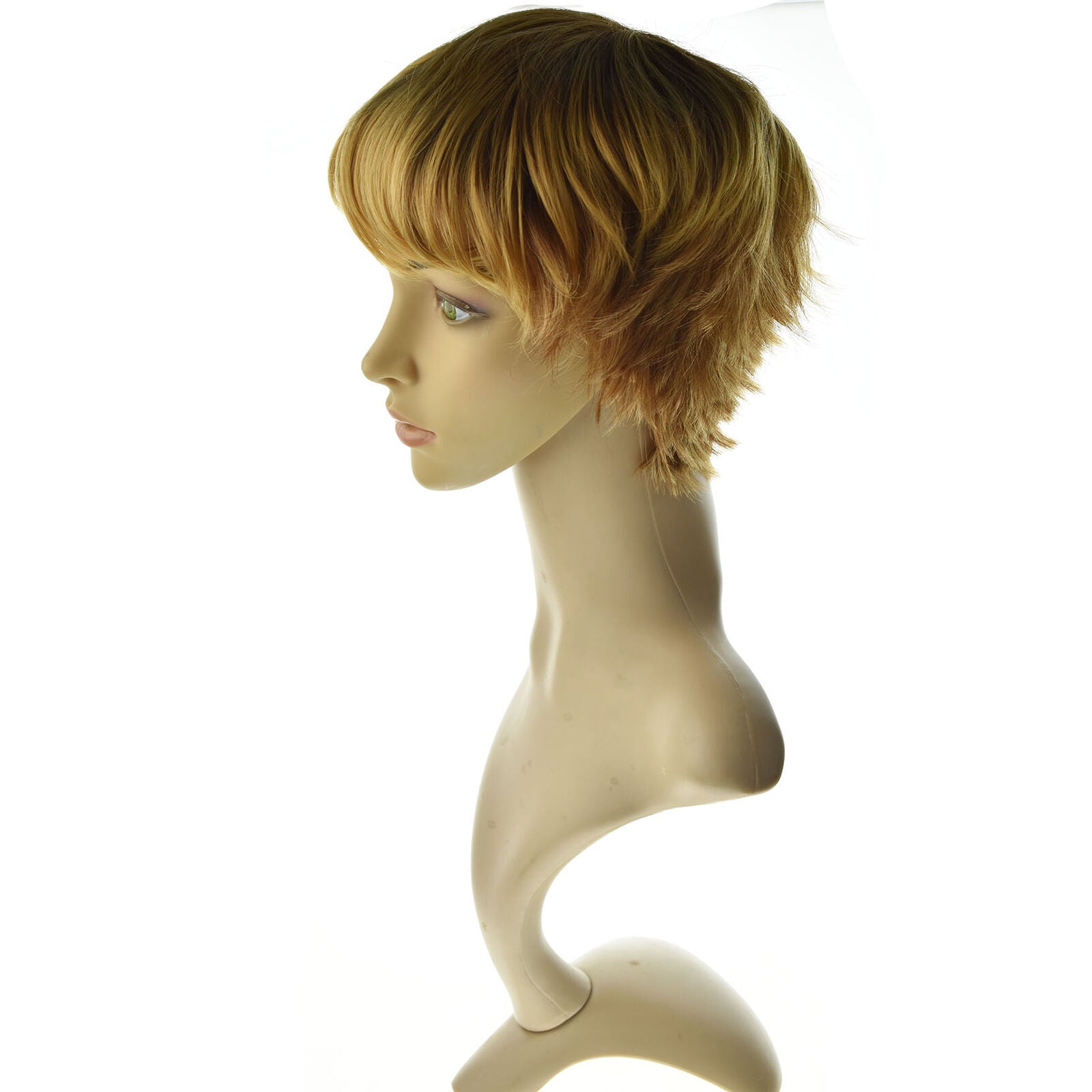 Lady Natural Short Hair Wig Pixie Curly Cropped Boycut Full Wig Women Bob+Cap